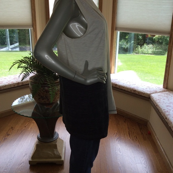 T Talbots Sleeveless Ivory Charcoal Vest Size M - Picture 2 of 6